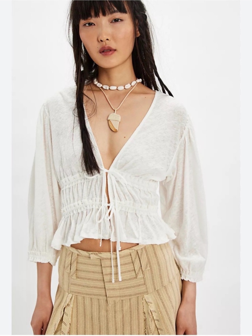 Free People "Let's Go" Blouse in the Ivory colorway - Picture 4 of 10